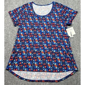 LulaRoe Classic T-Shirt Womens L Multicolor Geometric Round Neck Short Sleeve